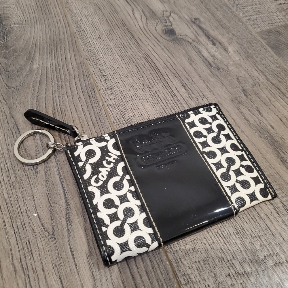 Coach Poppy Black and White Coin Purse